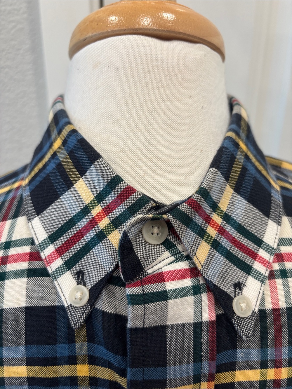Lucchese Navy, White & Yellow Plaid Button-Down Shirt - Picture 4 of 8